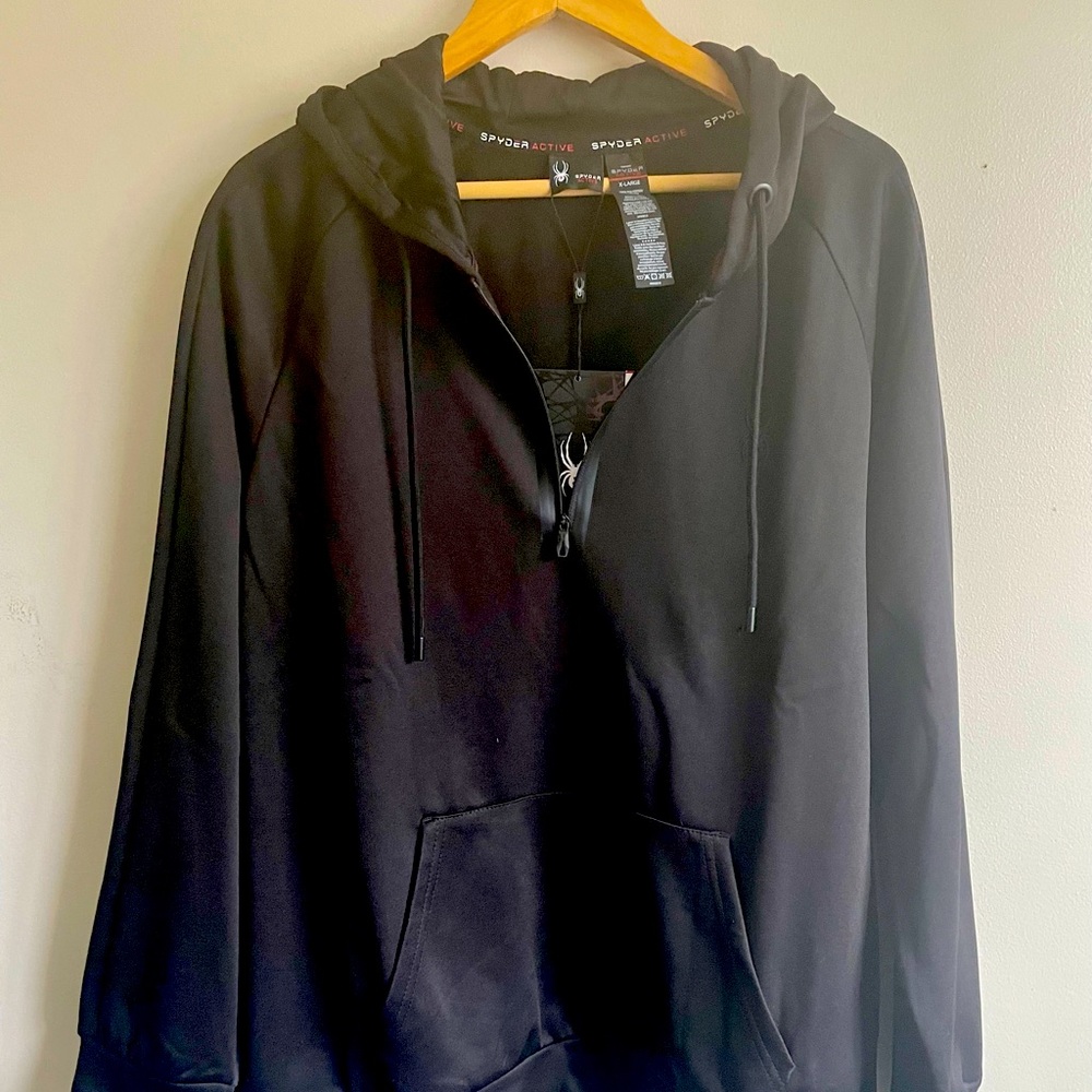 NWT Men’s Spyder XL zip up Hooded sweatshirt Black